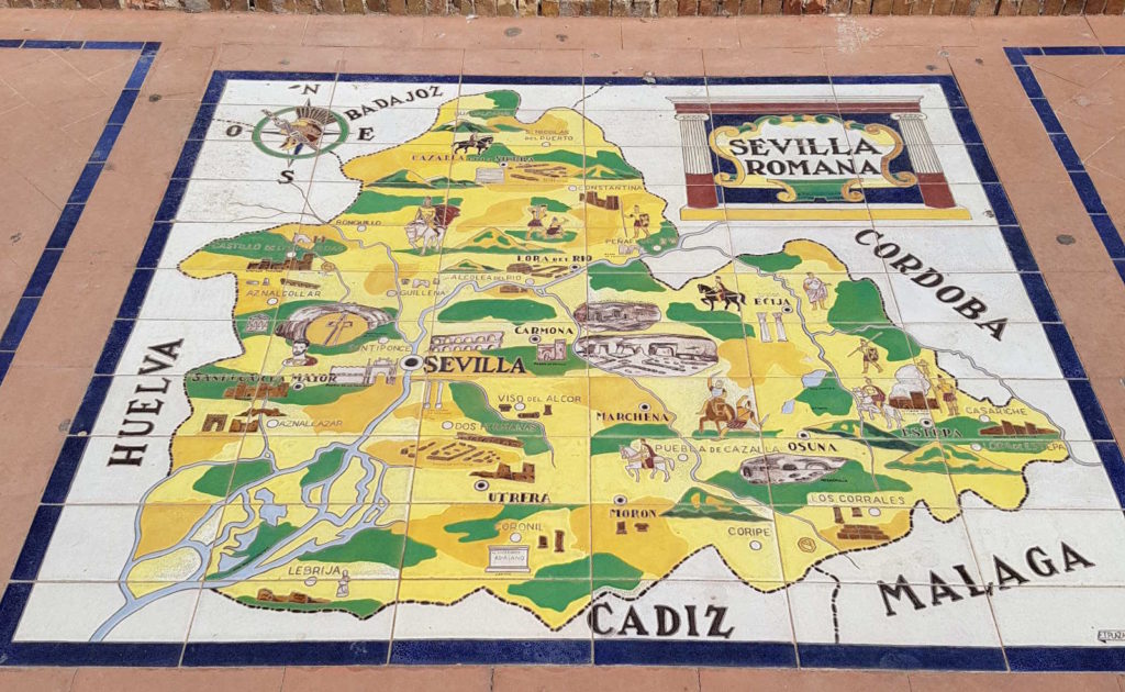 Karte auf Kacheln gemalt - Rundreise Andalusien